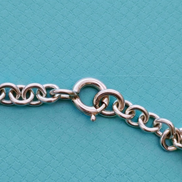 🧧SOLD🎋 RARE Tiffany & Co. RTT Multi Dangle Heart Tag Silver Necklace 24" - Picture 5 of 7